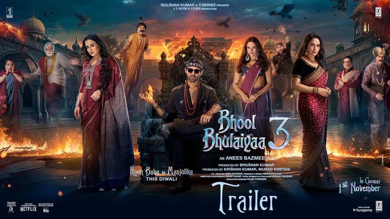 Bhool Bhulaiyaa 3 (Official Trailer): Kartik Aaryan,Vidya B,Madhuri D,Triptii