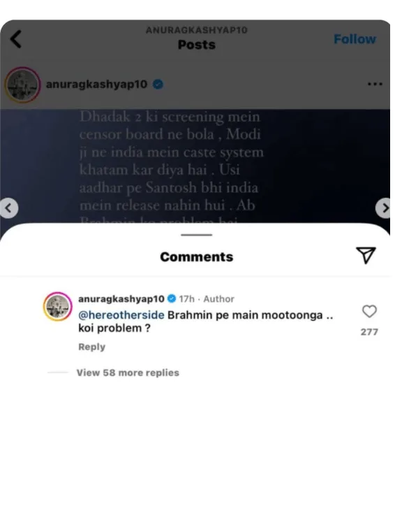 Anurag Kashyap Faces Backlash Over Controversial Comment on Brahmin Community